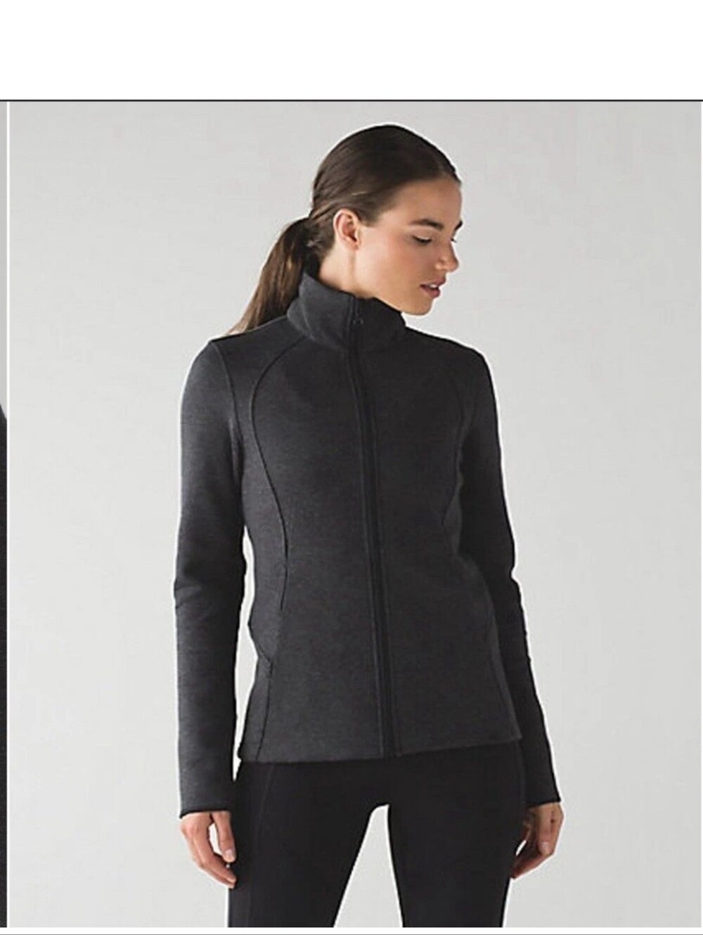 Lululemon Heathered Black Insculpt Full Zip Mock Neck Long SL Jacket S 4
